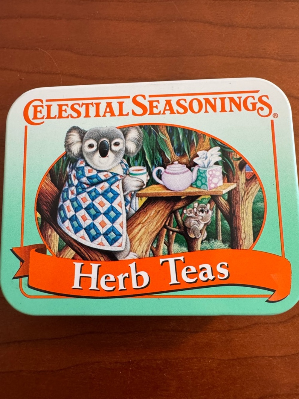 Celestial Seasonings Herb Teas  Mini Tin - Mint Green and Orange